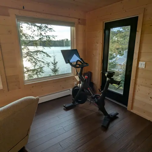 Stay active during your Northwoods retreat with our on-site Peloton bike and dedicated fitness area at Eagle River.